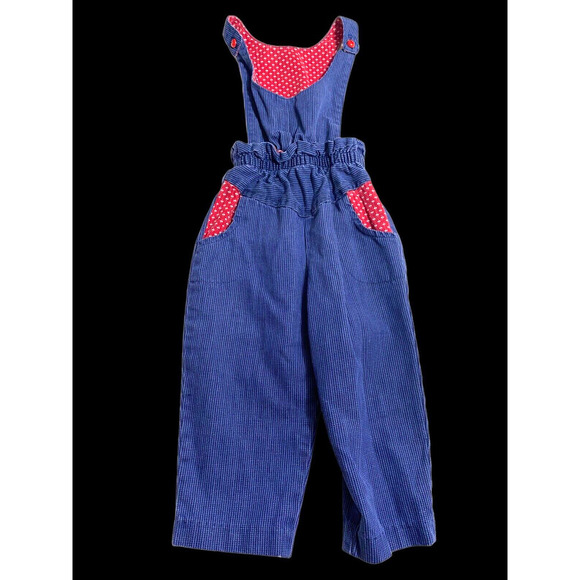Vintage Carters Overalls 2T Toddler Baby Girl Blue Red One Piece 80s USA Made - Picture 1 of 6